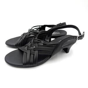Munro Marianna Slingback Sandals Criss Cross Strap Women's Black Sz US11M EU41.5